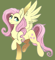 Size: 2473x2689 | Tagged: safe, artist:diethtwoo, fluttershy, pegasus, pony, g4, chest fluff, cute, ear fluff, female, green background, heart, heart eyes, high res, mare, shyabetes, simple background, solo, spread wings, wingding eyes, wings