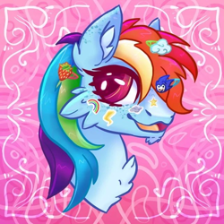 Size: 644x644 | Tagged: safe, artist:tabutalisman, rainbow dash, pegasus, pony, g4, bust, female, mare, open mouth, open smile, portrait, smiling, solo, sonic the hedgehog, sonic the hedgehog (series), sticker