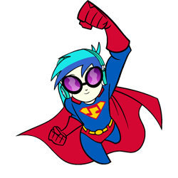 Size: 1000x1000 | Tagged: safe, artist:thatradhedgehog, dj pon-3, vinyl scratch, human, equestria girls, g4, cape, clothes, dc comics, male, simple background, solo, superman, transparent background