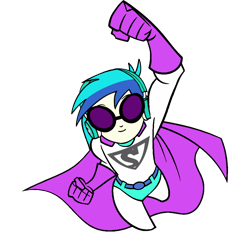 Size: 1000x1000 | Tagged: safe, artist:thatradhedgehog, dj pon-3, vinyl scratch, human, equestria girls, g4, cape, clothes, dc comics, male, simple background, solo, superman, transparent background