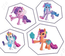 Size: 823x705 | Tagged: safe, izzy moonbow, pipp petals, sunny starscout, zipp storm, earth pony, pegasus, pony, unicorn, g5, official, simple background, toy, transparent background