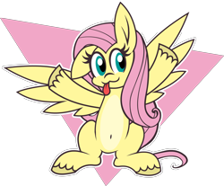 Size: 4437x3678 | Tagged: safe, artist:tridashie, fluttershy, pegasus, pony, g4.5, :3, :p, belly button, female, full body, looking at you, mare, one ear down, pale belly, simple background, solo, tongue out, transparent background, unshorn fetlocks