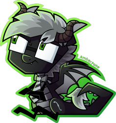 Size: 1570x1657 | Tagged: safe, artist:amberpone, oc, oc only, oc:carl, dracony, dragon, hybrid, pony, commission, digital art, dragon tail, dragon wings, full body, glasses, green eyes, grumpy, horns, invader zim, male, necktie, outline, paint tool sai, simple background, solo, stallion, style emulation, tail, transparent background, wings