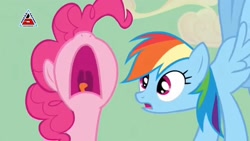 Size: 1920x1080 | Tagged: safe, screencap, pinkie pie, rainbow dash, earth pony, pegasus, pony, g4, season 2, the last roundup, aaugh!, aneka safari records, duo, nose in the air, open mouth, tongue out, uvula