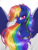 Size: 768x1024 | Tagged: safe, artist:liaaqila, rainbow dash, pegasus, pony, g4, bust, digital art, ethereal mane, female, flowing mane, mare, nightmare rainbow dash, nightmarified, pink eyes, signature, simple background, slit pupils, solo, sparkles, spread wings, starry mane, traditional art, white background, wings