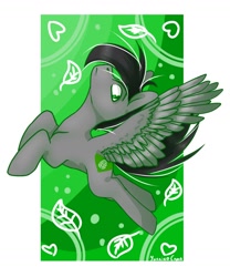 Size: 860x1032 | Tagged: safe, artist:yukkikochan, oc, oc:dante fly, undead, vampire, flying, green background, green eyes, half bat pony, simple background