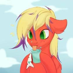 Size: 2560x2560 | Tagged: safe, artist:aay41x, oc, oc only, pegasus, pony, floppy ears, high res, simple background, sky background, solo, tongue out