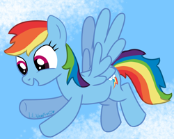 Size: 1280x1024 | Tagged: safe, artist:lil_vampirecj, edit, vector edit, rainbow dash, pegasus, pony, g4, backwards cutie mark, flying, scene, solo, vector