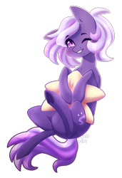 Size: 1051x1540 | Tagged: safe, artist:purplegrim40, oc, oc only, oc:star dust, earth pony, pony, female, mare, pillow, signature, simple background, solo, transparent background