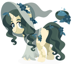Size: 1024x888 | Tagged: oc name needed, safe, artist:kabuvee, oc, oc only, pony, unicorn, clothes, cutie mark, female, hat, horn, lineless, mare, pony oc, simple background, solo, transparent background, unicorn oc, witch hat