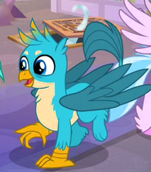 Size: 247x282 | Tagged: safe, screencap, gallus, silverstream, griffon, g4, season 8, what lies beneath, adorable face, cropped, cute, gallabetes, happy, offscreen character, solo focus