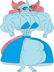 Size: 2456x3264 | Tagged: safe, artist:hubfanlover678, ocellus, changedling, changeling, anthro, g4, female, high res, musclecellus, muscles, muscular female, overdeveloped muscles, simple background, solo, white background