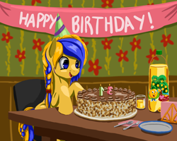 Size: 2500x2000 | Tagged: safe, artist:dr-fade, oc, oc only, oc:ukraine, earth pony, pony, 31, apple, apple juice, birthday, birthday cake, cake, earth pony oc, food, graveyard of comments, high res, juice, nation ponies, ponified, solo, ukraine, ukrainian independence day, zhyvchyk, живчик