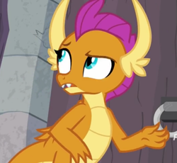Size: 763x702 | Tagged: safe, screencap, smolder, dragon, g4, molt down, cropped, dragoness, female, looking up, raised eyebrow, solo