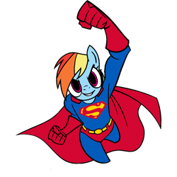 Size: 1000x1000 | Tagged: safe, artist:thatradhedgehog, rainbow dash, anthro, g4, dc comics, male, simple background, solo, superman, transparent background