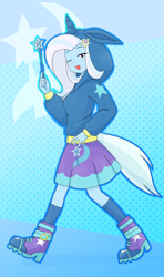 Size: 2400x4060 | Tagged: safe, artist:batipin, trixie, human, equestria girls, g4, clothes, cute, cute little fangs, fangs, female, hoodie, open mouth, solo