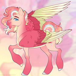 Size: 1280x1280 | Tagged: safe, artist:sadelinav, oc, oc:joyful song, pegasus, pony, colored wings, male, multicolored wings, solo, stallion, wings