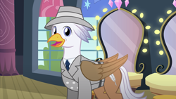 Size: 1280x720 | Tagged: safe, artist:mlp-silver-quill, oc, oc:silver quill, after the fact, after the fact:rarity investigates!, clothes, hat, lights, mirror, suit