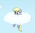 Size: 801x756 | Tagged: safe, artist:heretichesh, derpy hooves, pegasus, pony, g4, cloud, cute, derpabetes, derpy being derpy, female, filly, filly derpy, foal, happy, simple background, sky, solo, stuck, stuck in a cloud, younger