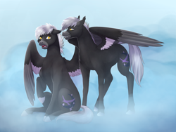 Size: 2000x1500 | Tagged: safe, artist:mirtalimeburst, oc, oc only, changeling, pegasus, pony, disguise, disguised changeling, pegasus oc, self paradox, self ponidox