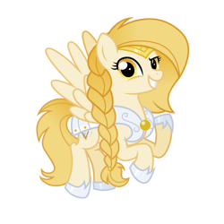 Size: 2048x2048 | Tagged: safe, oc, oc only, pegasus, pony, braid, fantasy class, female, flying, gold, guard, guardsmare, high res, mare, pegasus oc, royal guard, simple background, solo, spread wings, transparent background, warrior, wings, yellow eyes, yellow mane