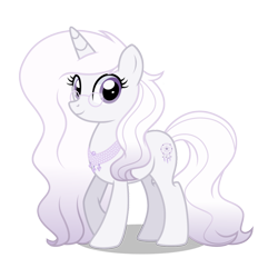 Size: 2048x2048 | Tagged: safe, artist:n0kkun, oc, oc only, oc:ethereality, crystal pony, pony, unicorn, crystal, high res, horn, light skin, magic, purple eyes, purple hair, simple background, solo, transparent background, unicorn horn, unicorn oc, white coat, white mane