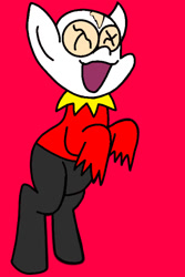 Size: 606x906 | Tagged: artist needed, source needed, safe, pony, barely pony related, doctor eggman, friday night funkin', jumping, laughing, male, ponified, robotnik exe, solo, sonic the hedgehog (series), triple trouble