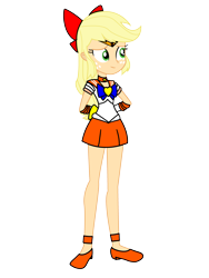 Size: 3072x4096 | Tagged: safe, artist:negiruart2016, artist:rollyagami02, applejack, human, equestria girls, g4, clothes, clothes swap, cosplay, costume, sailor honesty, sailor moon (series), sailor venus, simple background, solo, transparent background