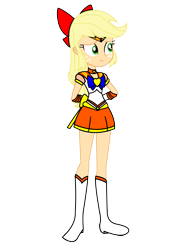 Size: 3072x4096 | Tagged: safe, artist:negiruart2016, artist:rollyagami02, applejack, human, equestria girls, g4, clothes, clothes swap, cosplay, costume, sailor honesty, sailor moon (series), sailor venus, simple background, solo, transparent background