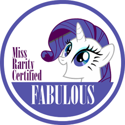 Size: 350x350 | Tagged: safe, artist:sparklepeep, rarity, pony, unicorn, g4, eyeshadow, female, horn, makeup, mare, open mouth, open smile, seal of approval, simple background, smiling, solo, text, white background