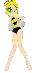 Size: 265x547 | Tagged: safe, artist:abbylikesskittles, artist:pupkinbases, bee, human, insect, equestria girls, g4, antennae, clothes, female, leotard, looking at you, maya the bee, one eye closed, simple background, smiling, transparent background, wings, wink