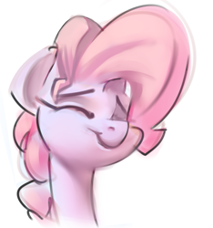 Size: 807x861 | Tagged: safe, artist:applepost67, pinkie pie, earth pony, pony, g4, bust, eyes closed, female, mare, simple background, smiling, solo, white background