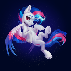 Size: 2048x2048 | Tagged: safe, artist:paipaishuaige, oc, oc only, oc:lucent starscape, oc:星夜流光, alicorn, pony, alicorn oc, belly, commission, high res, horn, lightning, magic, male, solo, wings, ych result