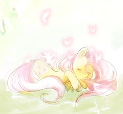 Size: 1700x1564 | Tagged: safe, artist:aztrial, fluttershy, butterfly, pegasus, pony, g4, eyes closed, sleeping, solo