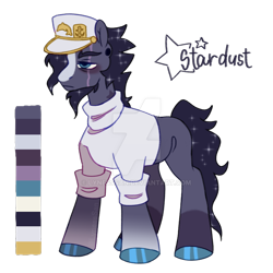 Size: 1280x1280 | Tagged: safe, artist:lynesssan, oc, oc:stardust, earth pony, pony, clothes, deviantart watermark, hat, jojo's bizarre adventure, jotaro kujo, male, obtrusive watermark, shirt, simple background, solo, stallion, transparent background, watermark