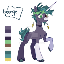 Size: 1024x1024 | Tagged: safe, artist:lynesssan, oc, oc:george, pony, unicorn, deviantart watermark, heterochromia, male, obtrusive watermark, simple background, solo, stallion, transparent background, watermark