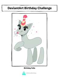 Size: 2550x3300 | Tagged: safe, artist:purplegrim40, earth pony, pony, 2021, deviantart, hat, high res, hoof on chest, male, old art, party hat, party horn, ponified, rule 85, solo, stallion
