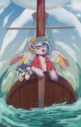 Size: 1386x2160 | Tagged: safe, artist:tasiashoe, oc, oc only, pony, unicorn, ocean, one piece, pirate, ship, sky, water