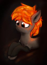 Size: 885x1225 | Tagged: safe, artist:deerdraw, oc, oc:etna, pony, clothes, glowing, lava, leg warmers, lying down, ponified, volcano pony