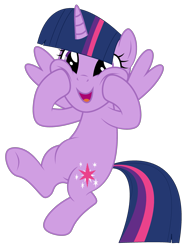 Size: 2449x3304 | Tagged: safe, artist:rerorir, artist:twilyisbestpone, twilight sparkle, alicorn, pony, g4, adorkable, base used, cute, dork, ears, ears up, excited, female, flying, hair, happy, high res, hooves on cheeks, horn, mane, mare, open mouth, open smile, pegasus wings, purple eyes, simple background, smiling, solo, spread wings, squishy cheeks, tail, transparent background, twiabetes, twilight sparkle (alicorn), wings
