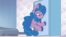 Size: 520x293 | Tagged: safe, screencap, izzy moonbow, pony, spiderpony, unicorn, g5, my little pony: tell your tale, starscout code, spoiler:tyts01e24, animated, cabinet, female, gif, mare, pulling