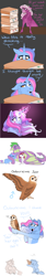 Size: 2000x12000 | Tagged: safe, artist:uunicornicc, cheerilee, spike, oc, oc:bird song, oc:owlowiscious jr., oc:summer ballad, bird, dragon, earth pony, owl, pony, unicorn, g4, book, chest fluff, edalyn clawthorne, female, filly, foal, magical lesbian spawn, offspring, older, parent:owlowiscious, parent:rainbow dash, parent:twilight sparkle, parents:twidash, parody, principal faust, simple background, the owl house, white background, winged spike, wings