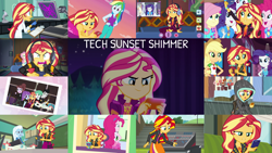Size: 1974x1111 | Tagged: safe, edit, edited screencap, editor:quoterific, screencap, applejack, fluttershy, pinkie pie, rainbow dash, rarity, sunset shimmer, trixie, human, a fine line, dashing through the mall, equestria girls, equestria girls series, festival filters, festival looks, forgotten friendship, g4, game stream, holidays unwrapped, how to backstage, monday blues, my little pony equestria girls: rainbow rocks, my little pony equestria girls: summertime shorts, text support, the last drop, the science of magic, wake up!, spoiler:eqg series (season 2), humane five, wake up!: rainbow dash