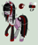 Size: 219x252 | Tagged: safe, artist:luckycloveradopts, oc, oc only, oc:franken pony, earth pony, pony, bow, color palette, eye, female, frankenpony, frankenstein, frankenstein's monster, hair over eyes, heart, mare, raised hoof, reference sheet, skull, stitched body, stitches, tail, tail bow, text