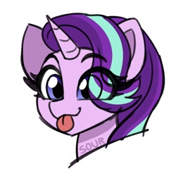 Size: 2000x2000 | Tagged: safe, artist:sickly-sour, starlight glimmer, pony, unicorn, g4, :p, eye clipping through hair, eyebrows, eyebrows visible through hair, high res, raspberry, simple background, smiling, solo, tongue out, white background