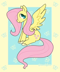 Size: 2480x3000 | Tagged: safe, artist:mrkawauso, fluttershy, pegasus, pony, g4, cute, female, high res, mare, profile, shyabetes, smiling, solo, spread wings, unshorn fetlocks, wings