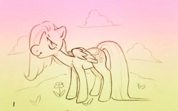 Size: 1024x640 | Tagged: safe, artist:cyberdaydream, fluttershy, pegasus, pony, g4, sketch, solo, traditional art