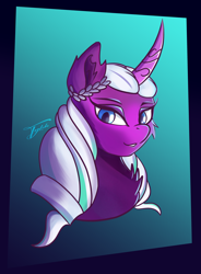 Size: 2950x4000 | Tagged: safe, artist:tyleks, opaline arcana, alicorn, pony, g5, my little pony: make your mark, spoiler:g5, spoiler:my little pony: make your mark, curved horn, female, horn, mare, simple background, solo