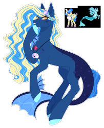 Size: 1371x1691 | Tagged: safe, artist:purplegrim40, sapphire shores, sonata dusk, oc, hybrid, pony, siren, g4, female, interspecies offspring, jewelry, magical lesbian spawn, mare, necklace, offspring, parent:sapphire shores, parent:sonata dusk, simple background, transparent background