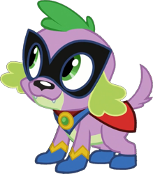 Size: 646x738 | Tagged: safe, edit, edited screencap, editor:pascalmulokozi2, screencap, spike, spike the regular dog, dog, equestria girls, equestria girls specials, g4, my little pony equestria girls: movie magic, background removed, cape, clothes, humdrum costume, male, power ponies, simple background, solo, transparent background
